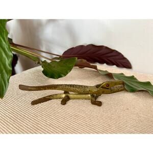 Vintage Brass Alligator Novelty Nut Cracker, 6" Long, Etched Decor, Florida
